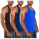 DEVOPS 3 Pack Men's Y-Back Dry Fit Muscle Gym Workout Tank Top