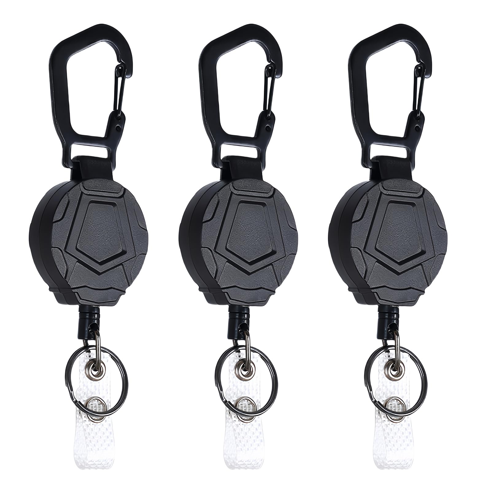3Pcs Retractable Keychain, Heavy Duty Carabiner Badge Holder, Tactical ID Badge Holder, Upgraded Carabiner Lanyard with 60cm Steel Wire Rope for Climbers