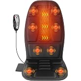 comrelax Back Massager with Heat, Vibration Massage Chair Pad | 8 Motors &amp; 2 Heat Levels for Back &amp; Thighs, Back Massage Pad for Office &amp; Home Chairs, Matte Black