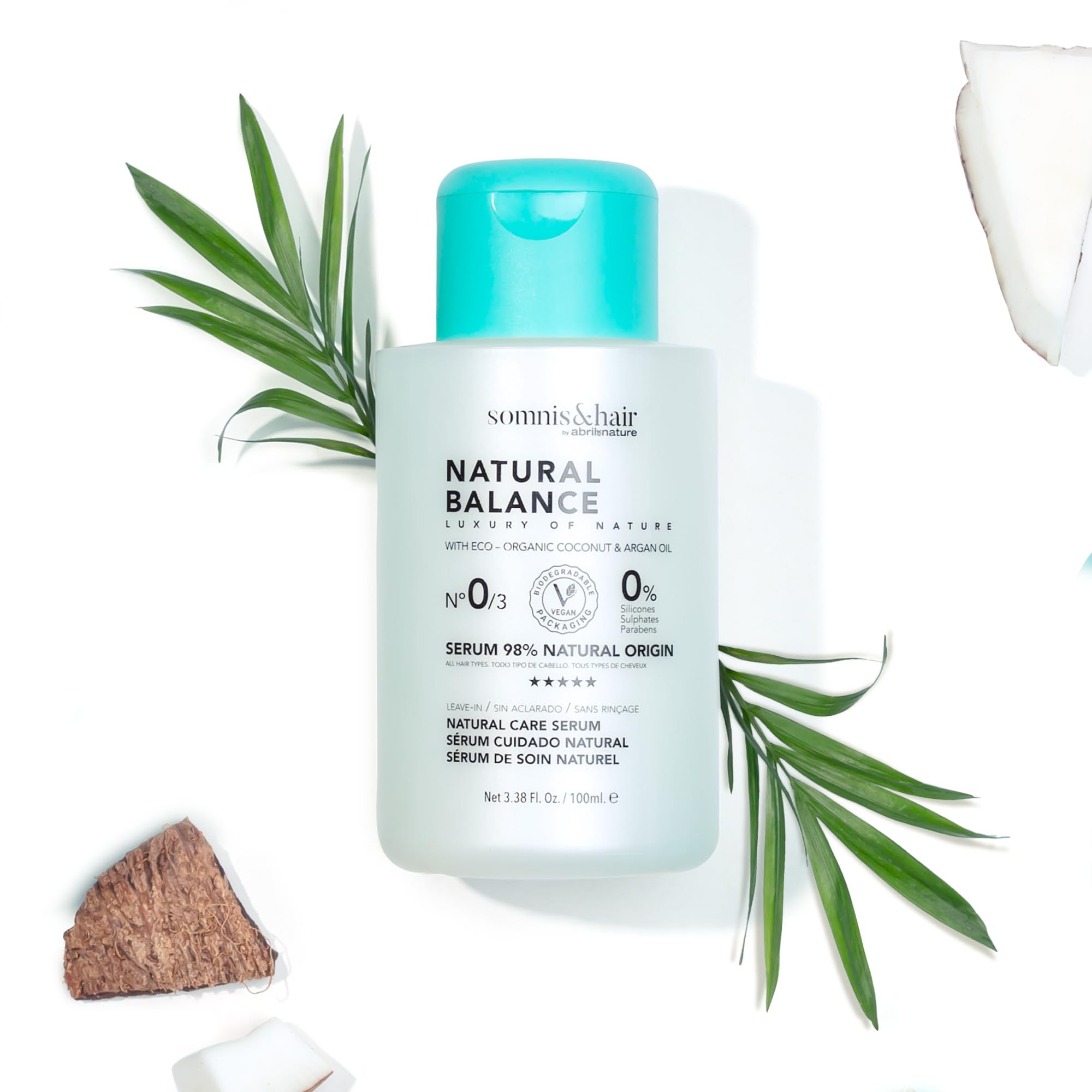 somnis&hair - Natural Balance Hair Serum 98% Natural - Deep Hydration and Nutrition with Thermal Protection - Shine and Softness - Sulfate, Paraben, and Silicone-Free - Vegan - 100 ml