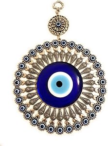 Bion, Large Evil Eye Wall Hanging, Turkish Evil Eye, Greek Evil Eye - Big Evil Eye Wall Decor, Turkish Evil Eye, Greek Evil Eye, Nazar, Evil Eye Bead Home Protector (33 Beads)