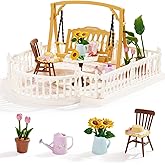 Rolife Super Creator Series Accessroies, DIY Mini Flower Garden Scenery Kit, Miniature Dollhouse Castle Building Kit's Part, Sunny Break Terrace Gift for Kids Adults Women