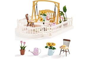 Rolife Super Creator Series Accessroies, DIY Mini Flower Garden Scenery Kit, Miniature Dollhouse Castle Building Kit's Part, Sunny Break Terrace Gift for Kids Adults Women