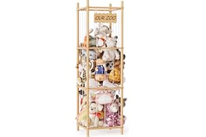 SpaceAid Stuffed Animal Storage Organizer, Wood Animals Zoo Toy Plushies Storage Holder, Large Capacity Plush Toy Cage for Playroom Organization, 15.8" Wide, Natural