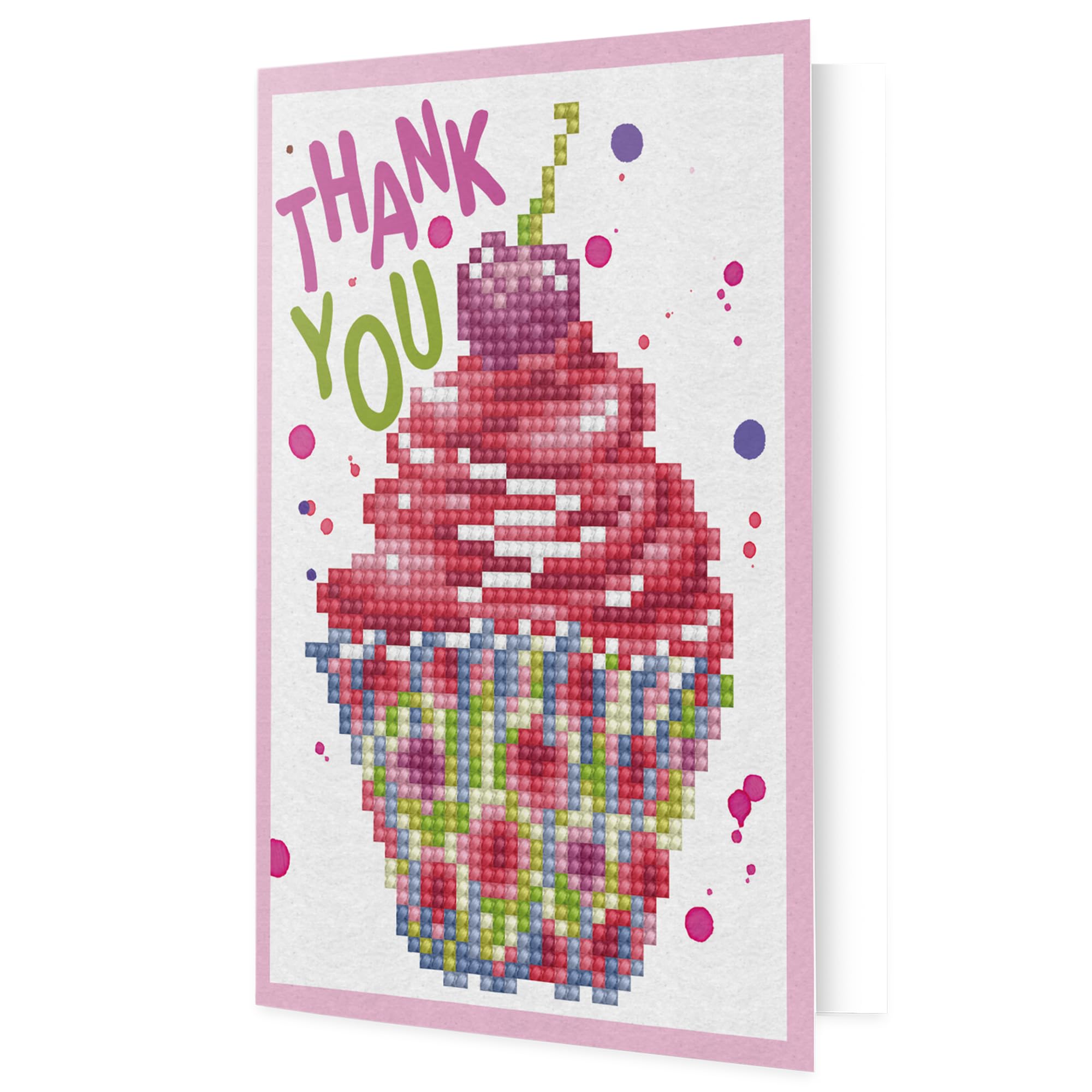 DIAMOND DOTZ Painting Kit, Greeting Card, Cupcake Thank You, 12.6 x 17.7cm