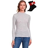 MERINNOVATION Merino Wool Base Layer Women - 100% Merino Wool Shirts for Women Long Sleeve Thermal Top Turtle Neck Shirt