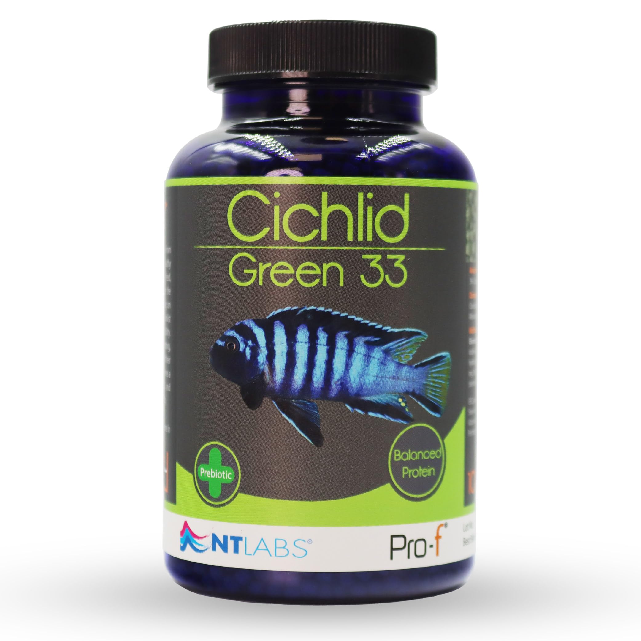 NT Labs Pro-f Cichlid Green, Malawi Cichlid Food, Low Protein Cichlid Food, Nutritious Fish Feed, Colour Promoting Fish Feed (100g - 3mm Pellet)