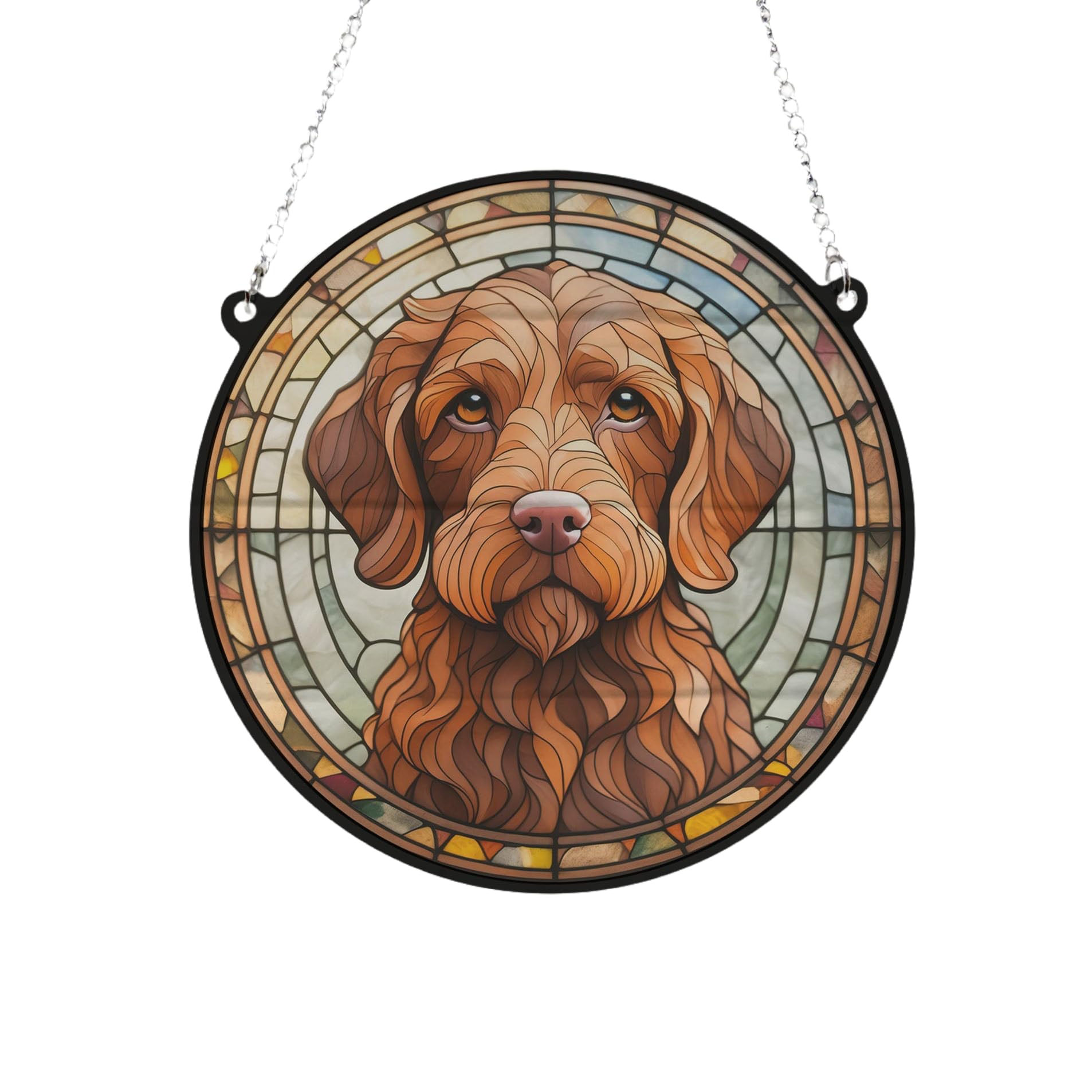 Vizsla Wirehaired Stained Glass Effect Suncatcher Gift for Dog Lovers - 19cm
