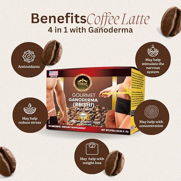 ETERNAL SPIRIT BEAUTY – ASIAN LATTE COFFEE GANODERMA SINGLES, 15 PACKETS (0.64 OZ) – INSTANT COFFEE MIX WITH REISHI MUSHROOM, CREAMY LIGHT ROAST, TRAVEL-FRIENDLY SACHETS