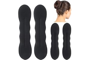 PRETWAD 4-Pack Hair Bun Maker for Women - 2 Small & 2 Large Non-Slip Foam Sponge Bun Shapers for Easy Updos, Lazy Hair Curler Bun Clips, Reusable Magic Bun Curler for Long/Short/Thick/Thin Women Hair