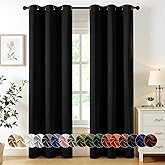 MIULEE Black Blackout Curtains for Bedroom Living Room 84 Inches Long 2 Panels, Thermal Insulated Room Darkening Drapes Solid Grommet Top Noise Reduction Light Blocking Halloween Window Treatments