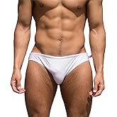 YUZHOU Mens Bikini Swimwear Low Rise Swim Briefs Solid Bathing Suit Sexy Swimsuit with Elastic Drawstring