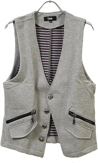 ベスト メンズ コットン ベスト デザインベスト ジレ 鹿の子 無地 ４ｂ ボーダー A グレー 3 ｌｌ ベスト 通販 Amazon