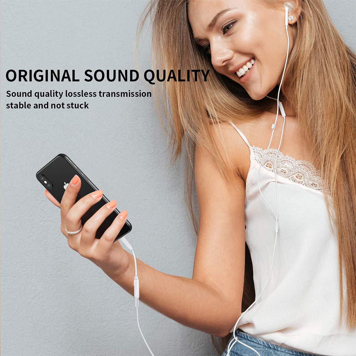 Adaptateur Casque pour iPhone 7 Adaptateur pour écouteurs 3,5 mm pour iPhone 7 7 Plus/8 8 Plus/X XS XR Adaptateur Prise Jack pour Casque Audio Splitter Câble AUX Jack Prise pour iOS 12