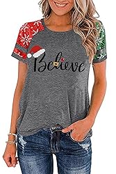 Ovazly Christmas Shirt for Women Raglan Sleeve