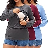 3pcs Modal Soft Women's Nursing Tops Long Sleeves Breastfeeding Maternity Shirts Crew Neck Warm Pregnancy Clothes