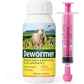 Dewormer Fenbendazole for Goats &ndash; Control of Stomach Worms, Tapeworms, Hookworms &amp; Nodular Worms &ndash; Safe for Goats, Horses, Poultry &amp; Other Livestock &ndash; 100 mL