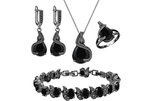 GZWHD Jewelry Set for Women Water Drop Cubic Zirconia Artificial Crystal Earrings Pendant Necklace Open Ring Tennis Bracelet Wedding Anniversary Birthday Engagement Gift for Bridesmaid Wife Girlfriend Friend