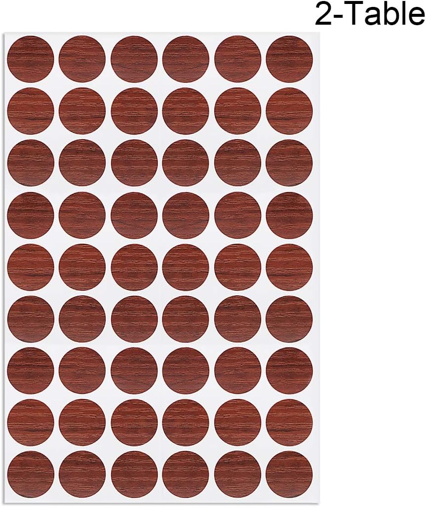 sourcing map Screw Hole Covers Stickers Textured Plastic Self Adhesive Stickers for Wood Furniture Cabinet Shelve Plate 21mm Dia 108pcs in 2Sheet Red Walnut - Image 3