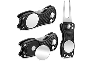 RE GOODS Golf Divot Repair Tool with Magnetic Golf Ball Marker (2 Pack) - Push Button Design to Easily Open Divot Fork, Golf Accesories for Men and Women