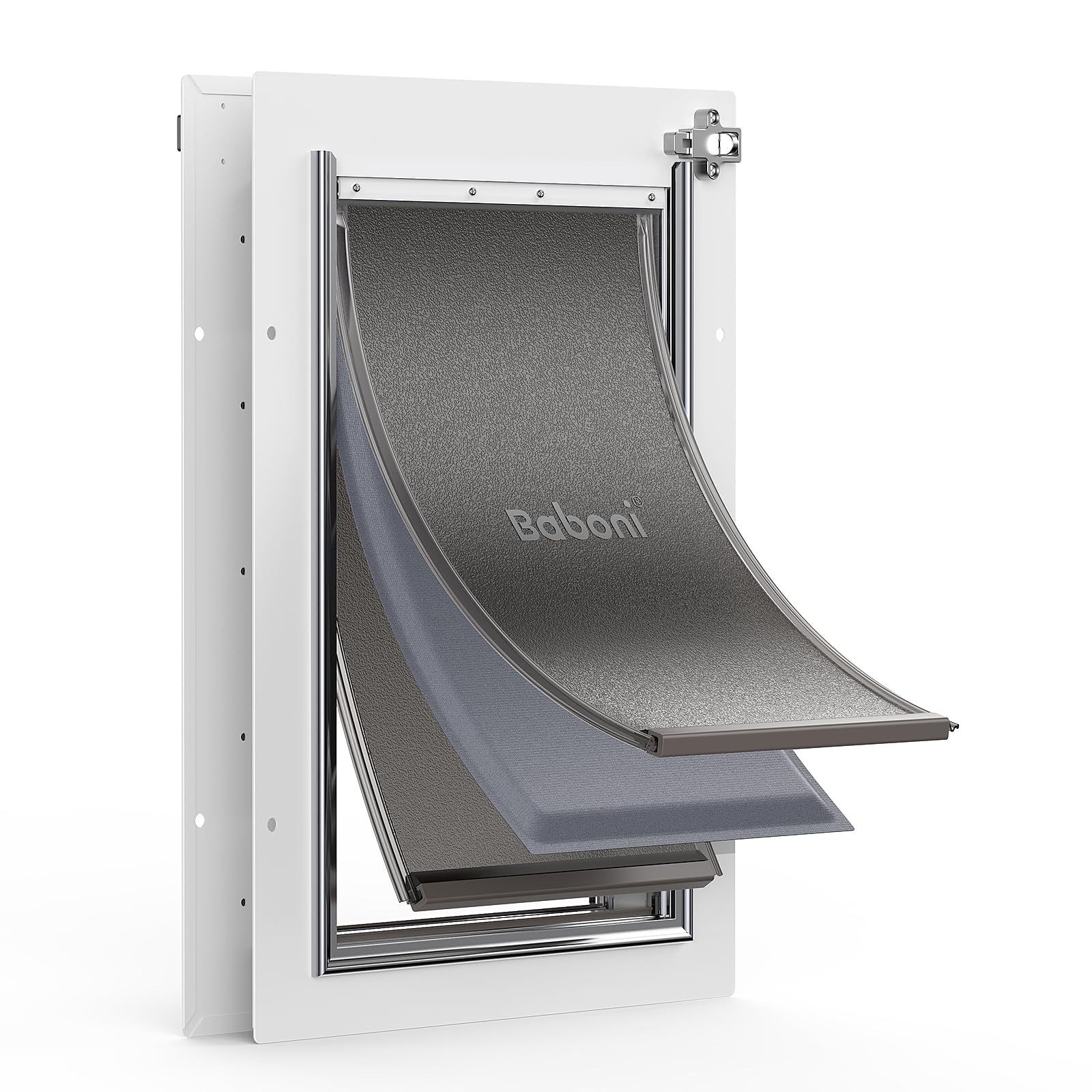Photo 1 of Baboni 3-Flaps Pet Door for Interior and Exterior Doors, Steel Frame and Telescoping Tunnel, Strong and Durable Dog Door (Pets Up to 40 Lb) -Medium