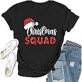 Qskall Christmas Squad Shirt for Women Santa's Hat Squad Tshirt Xmas Holiday Tee Shirts