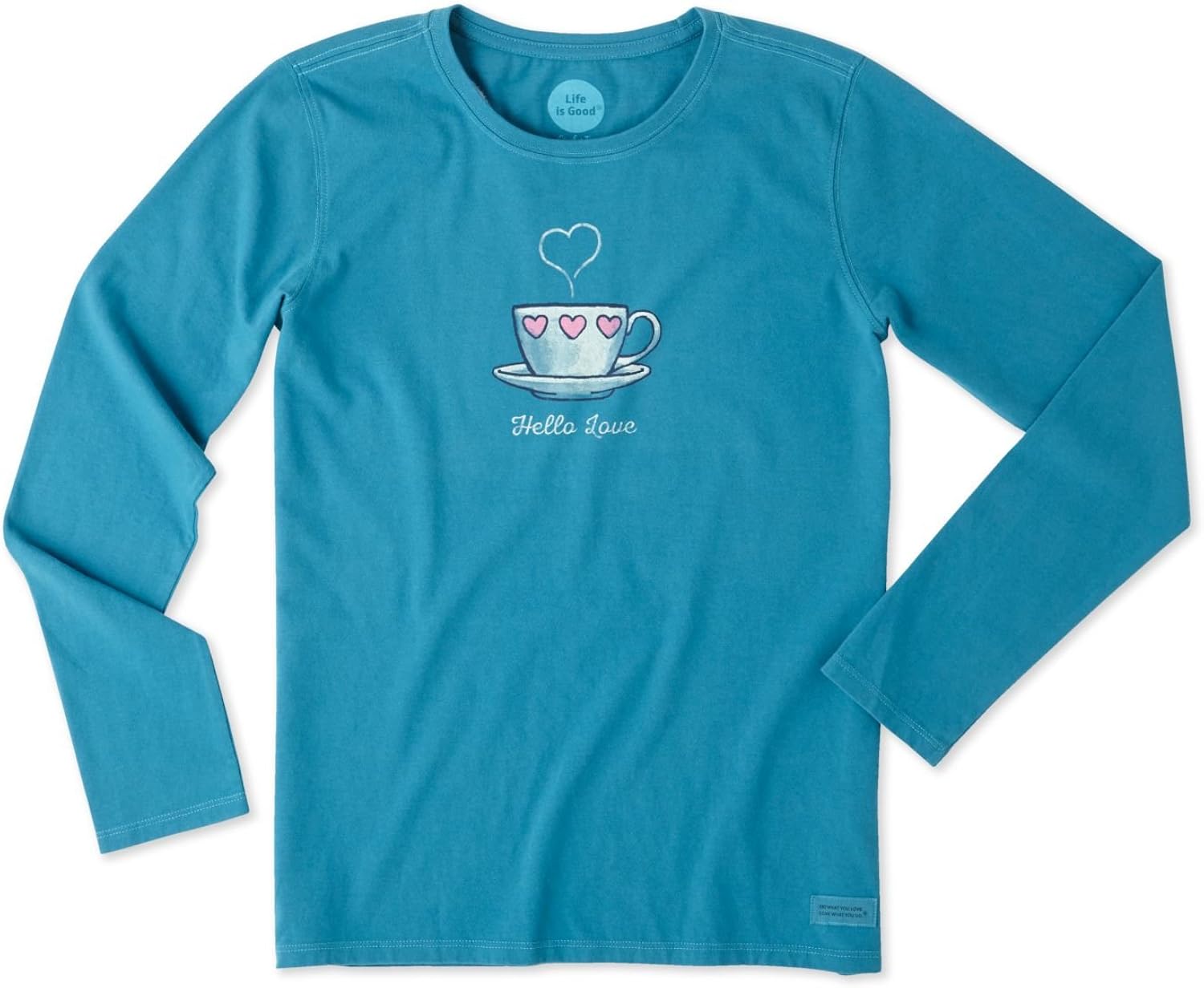 Life is Good Women's Crusher Long Sleeve Love Mug Seablu T