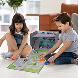 Livememory Toy Car Storage Box with Play Mat & 3 Level Garage view 4