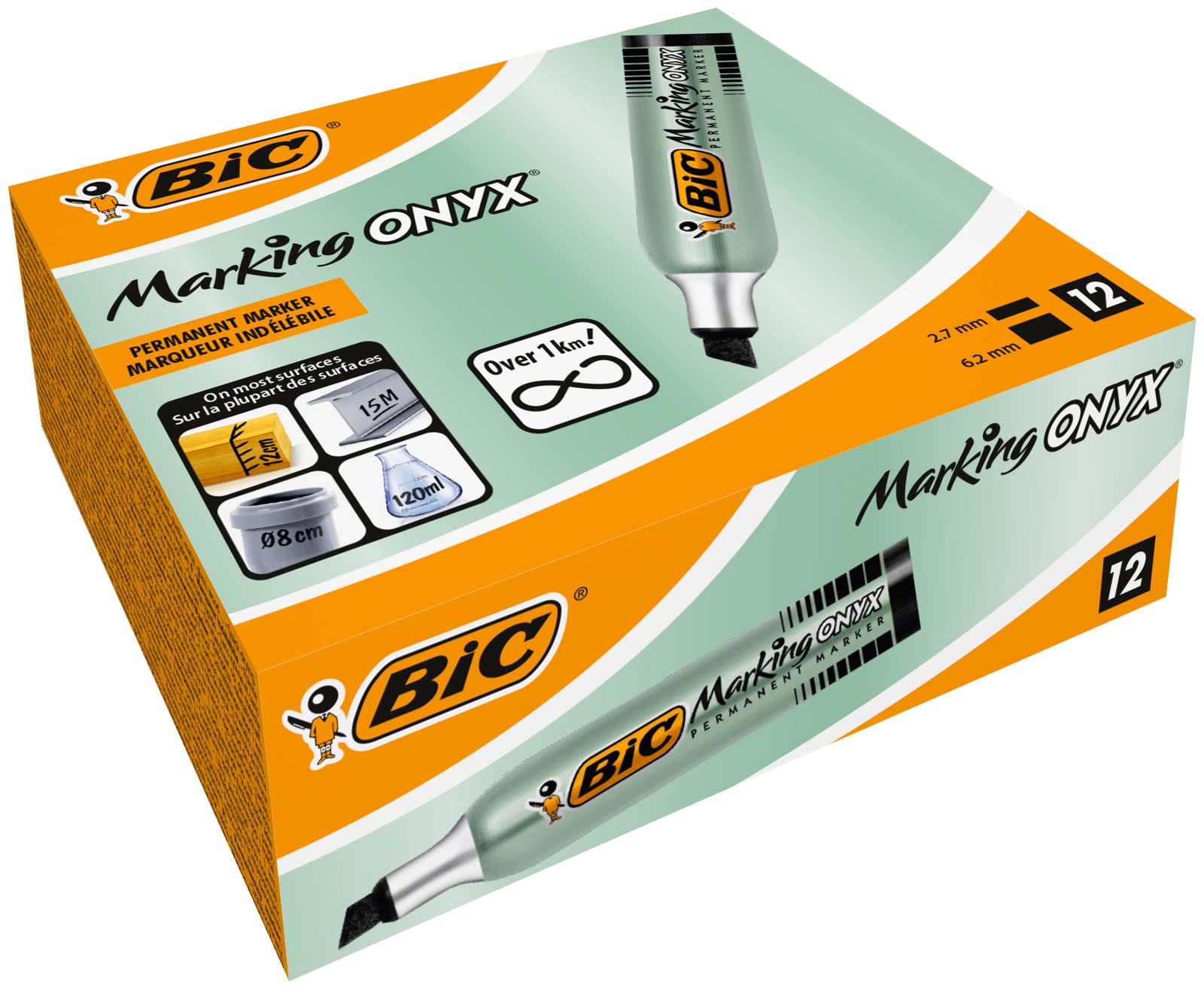 BIC Onyx Marker Chisel 1481 3.5mm - 5.5mm Box of 12 - Black