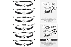 AIOMOB 12 Sets Sports Bracelets Gifts Adjustable Woven Bracelets with Inspirational Cards Volleyball Basketball Football Soccer Tennis Softball Gift for Spots Team Players Party Favors bulk