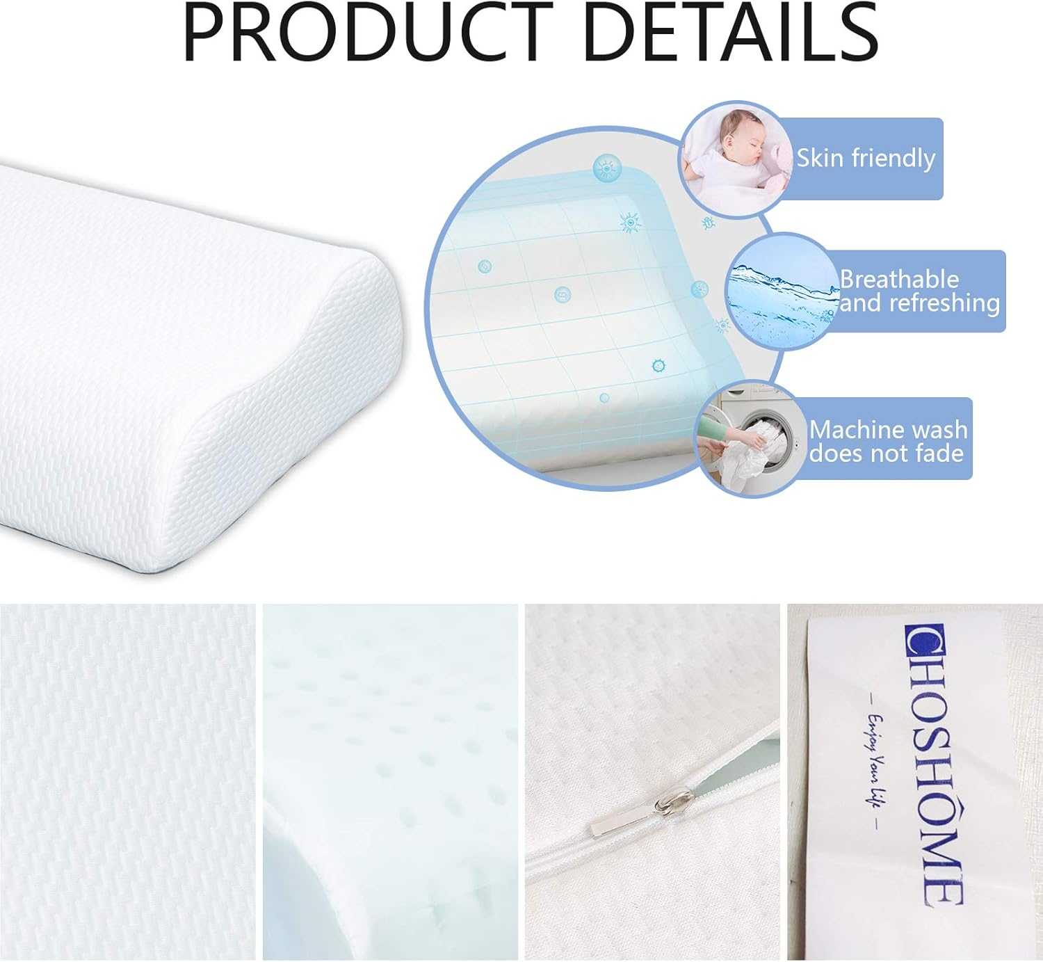 Contour Memory Foam Pillow for Neck Pain, Cervical Pillows for Sleeping, Orthopedic Pillows, Neck Pillows for Pain Relief Sleeping, Ergonomic Neck Support for Back, Stomach, Side Sleeper: Kitchen & Dining