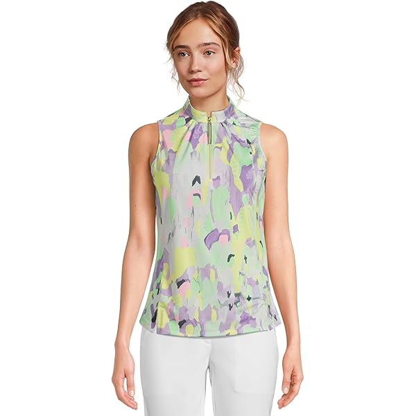 Jamie Sadock Women's Crackle Print Sleeveless Top, Shell at Amazon