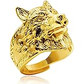 Amitofo Viking Wolf Head Ring - Copper 18K Gold - Plated