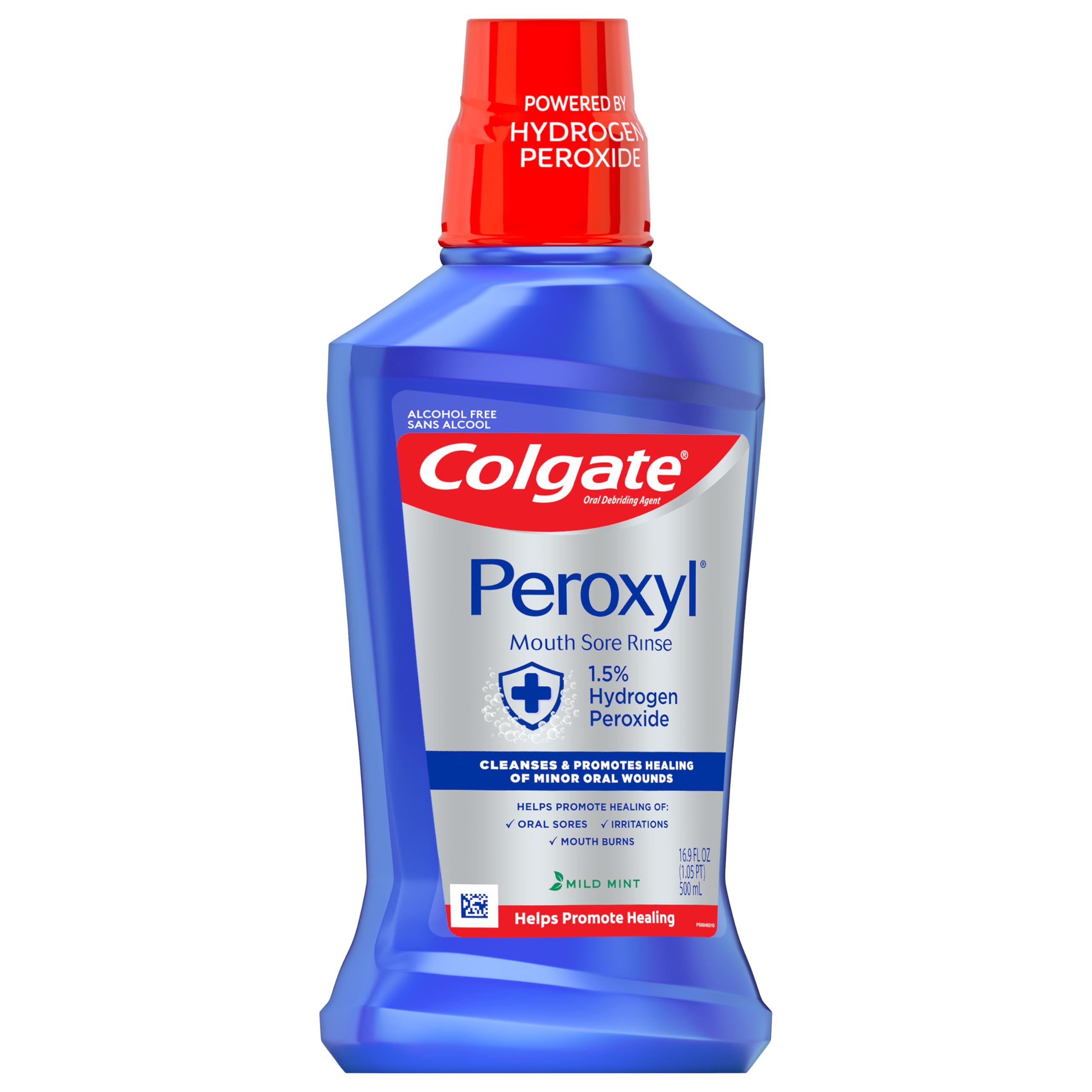 Colgate Peroxyl Antiseptic Mouthwash and Mouth Sore Rinse, 1.5% Hydrogen Peroxide, Mild Mint - 500ml, 16.9 Fluid Ounces
