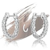 Sterling Silver Cubic Zirconia Hoop Earrings for Women - Lightweight Hypoallergenic Nickel Free Sparkle Halo CZ Huggie Loop Earrings for Sensitive Ears Minimalist Fashion Jewelry Gifts,20MM