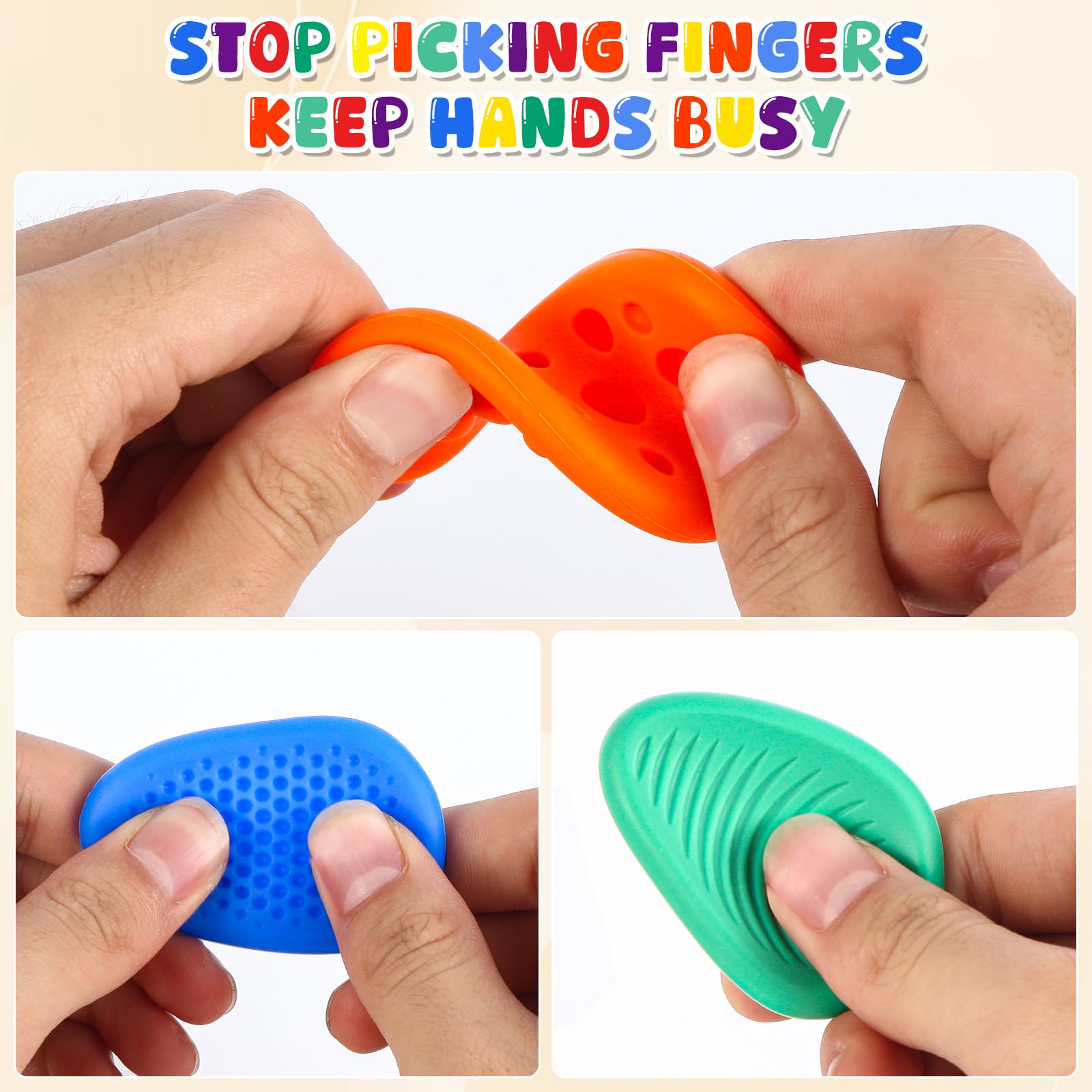 Sensory Worry Stone for Kids, 6 Pcs / Pack Silent Fidget Toys for Classroom, Quiet Fidgets Toy for Students Anxiety Relief