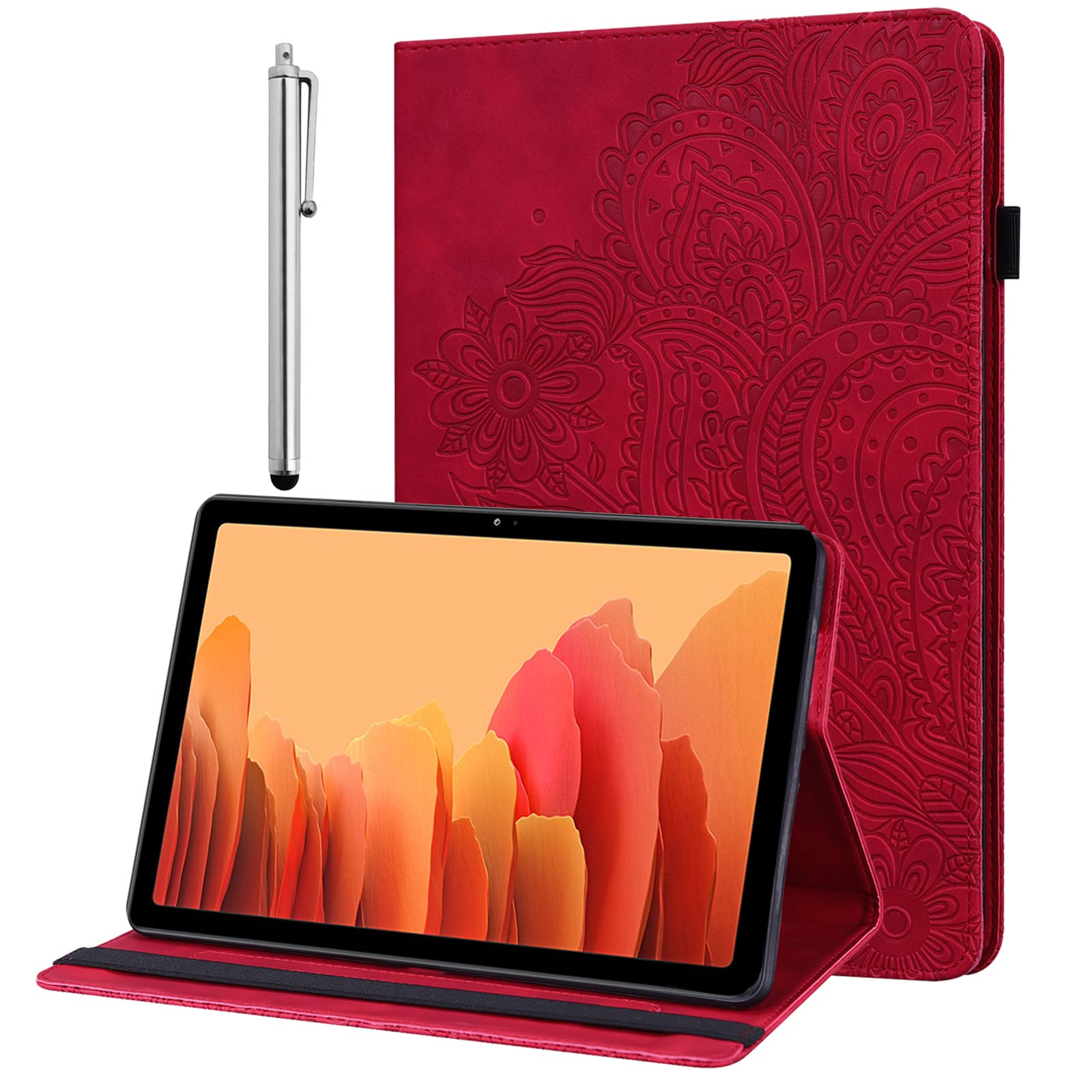 GLANDOTU Case for Lenovo Tab M10 Plus 3rd Gen 10.6" 2022 (TB125FU/TB128FU/TB128XU), Flip Wallet PU Leather Cover with Pen Holder for Lenovo Tab M10 Plus (3rd Gen) Tablet Case (free Stylus Pen) 【Red】