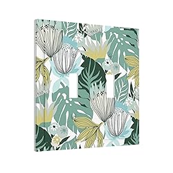 Retro Tropical Leaves 2 Gang Light Switch Cover