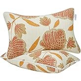 JMGBird Water-Resistant Outdoor Pillows Set of 2, 12x20 inch Durable Beige with Orange Leaf Pattern Throw Pillows with Insert