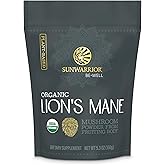 Sunwarrior Lions Mane Supplement Organic Mushroom Powder | Lion's Mane Powder Focus Supplement Mushroom Tea | 150g Pouch 60 Servings | Be Well