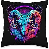 Aries Zodiac Sign Ram Graphic Astrology Cool Horoscope Art Throw Pillow