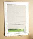 Green Mountain Vista Linen Blend Fabric Blackout Cordless Roman Shade, Size 34" W x 63" L - Color: Ivory - Room Darkening Roman Shade for Windows - Thermal Backed Insulated Roman Shade