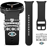 Band Compatible with Samsung Galaxy Watch 8 Band 40mm 44mm/Galaxy Watch 8 Classic 46mm, Soft Silicone Replacement Strap for Galaxy Watch 8 2025 with Decorative Charms Accessories Women