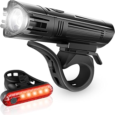 Defurhome Bike Light Set Front and Rear USB Rechargeable 2000mAh 4 Modes