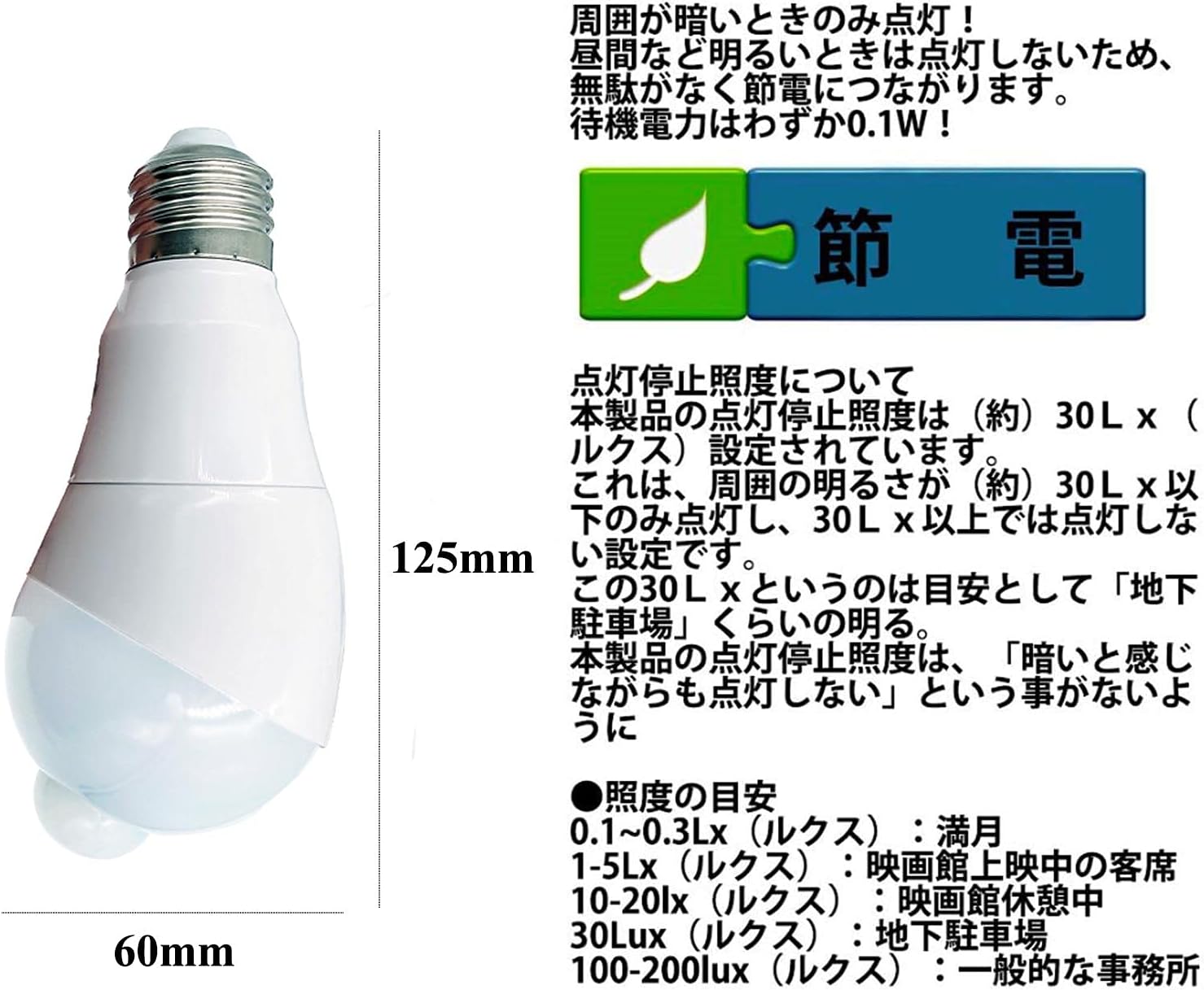 Amazon Led電球 人感センサー付 明暗センサー 斜め 自動点灯 消灯 360度回転 検知角度調節 センサーライト 人感 昼白色5w E26 2個セット Taysing Led電球