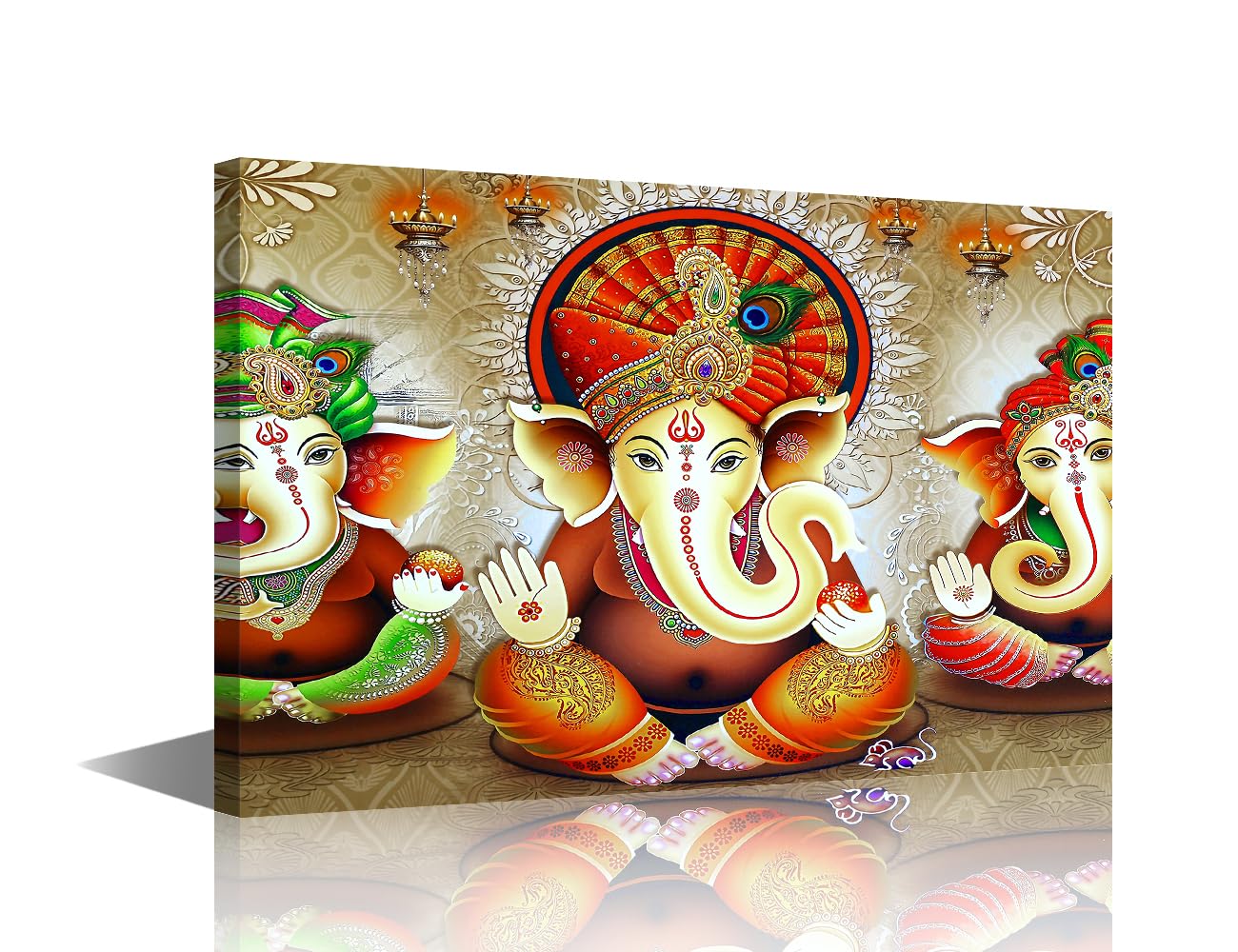 TISHIRON 1 Panel Hinduism Pictures for Living Room Ganesha Wall Art Prints on Canvas Indian God Painting Modern Artwork Hindu God Wall Decor for Bedroom Office Bathroom Decor Ready to Hang, 16"Wx24"H