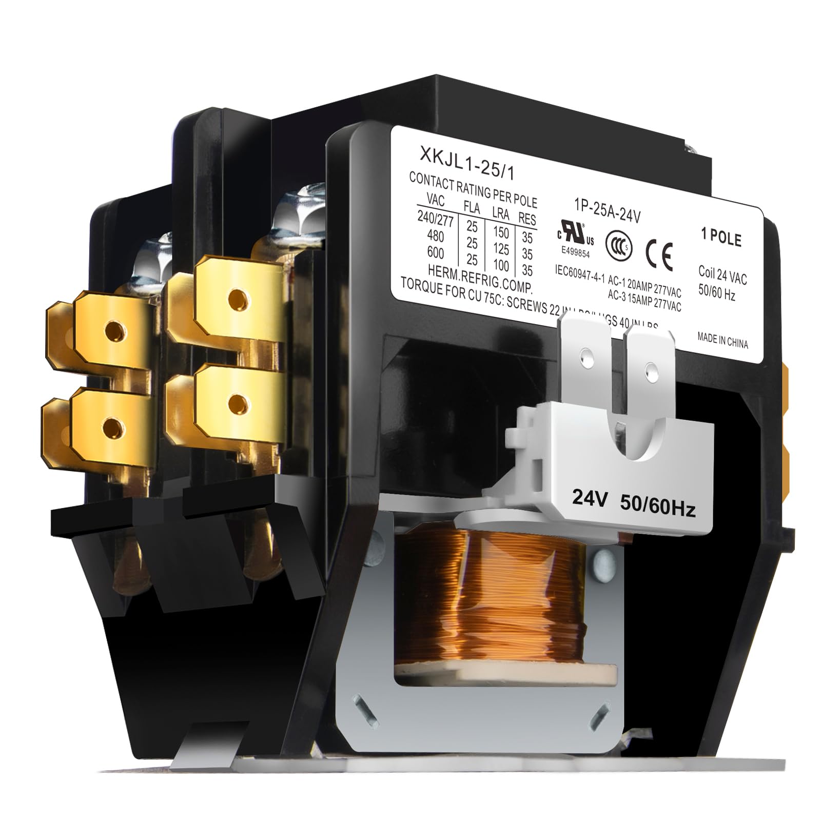Photo 1 of HVAC Contactor,FOCSPROD 25 Amp Single Pole / 1 Pole Contactor 24V Coil AC Contactor, Air Conditioner Condenser Compressor Contactor AC Definite Purpose Contactor, UL Listed