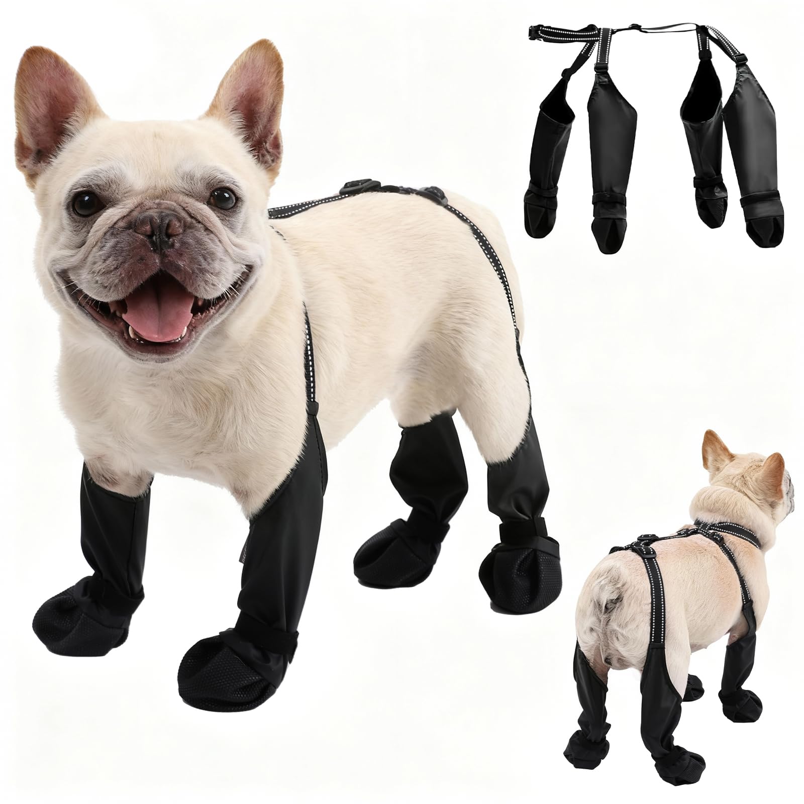 Photo 1 of BECEMURU Winter Dog Boots Leggings with Anti-Slip Sole,Dog Paw Protector, Perfect for Outdoor Walking, Hiking, Waterproof and Anti-Fall Dog Shoes with Adjustable Strap (M)