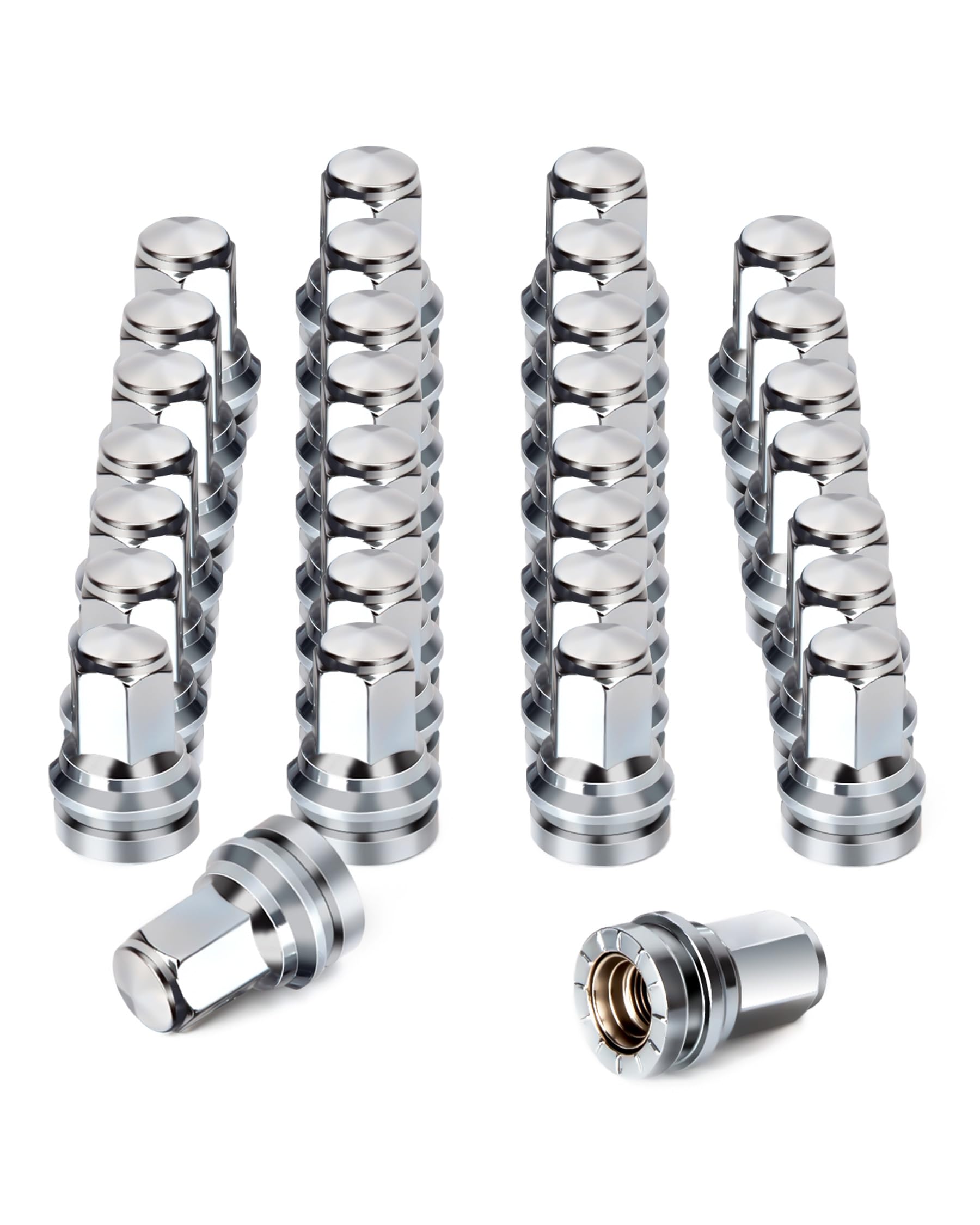 Photo 1 of glorider 32Pcs Ford F250 F350 Lug Nuts Replacement - M14x1.5 21mm Hex Chrome One-Piece Design, Fits OEM(Stock) Wheel Nuts | OEM No. HCPZ-1012-A & HCPZ-1012-B