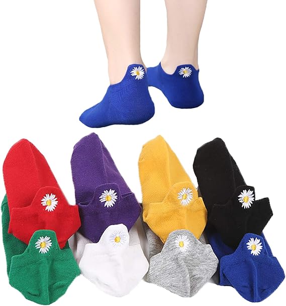 Amazon 8足 靴下 レディース くるぶし セット コットン 可愛い 靴下 通勤 学生 おしゃれ デイジー刺繍 カジュアル カラフル 22 25 センチ ソックス 通販
